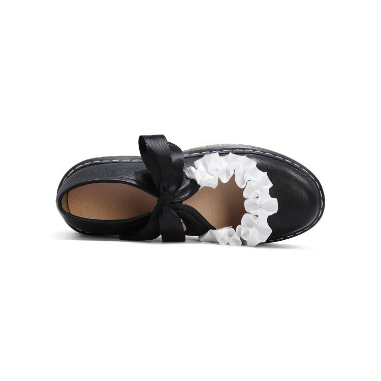 Women's Knot Lace Mary Jane Flats Shoes