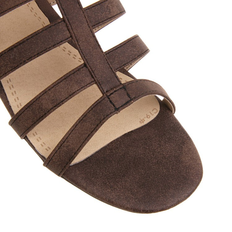 Women's Peep Toe Hollow Out Solid Color Block Heel Low Heels Sandals