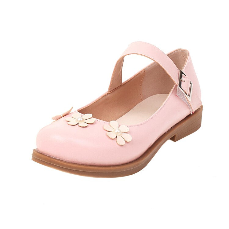 Women's Solid Color Round Toe Flora Flat Many Jane Shoes