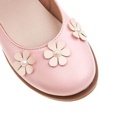 Women's Solid Color Round Toe Flora Flat Many Jane Shoes