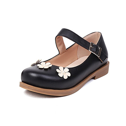 Women's Solid Color Round Toe Flora Flat Many Jane Shoes