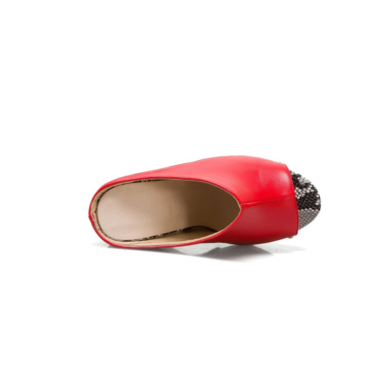 Women's Solid Color Peep Toe Print Rivets Wedge Heel Platform Sandals