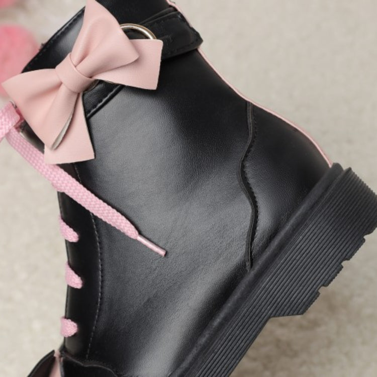 Women's Lolita Bowties Knot Lace Up Flat Ankle Boots