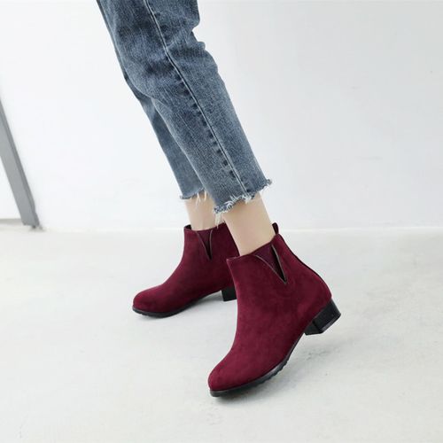 Women Suede Low Heels Short Boots