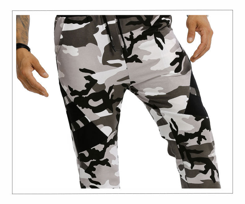 Men's Split Joint Camouflage Out Door Sports Workout Football Training Jogger Pants