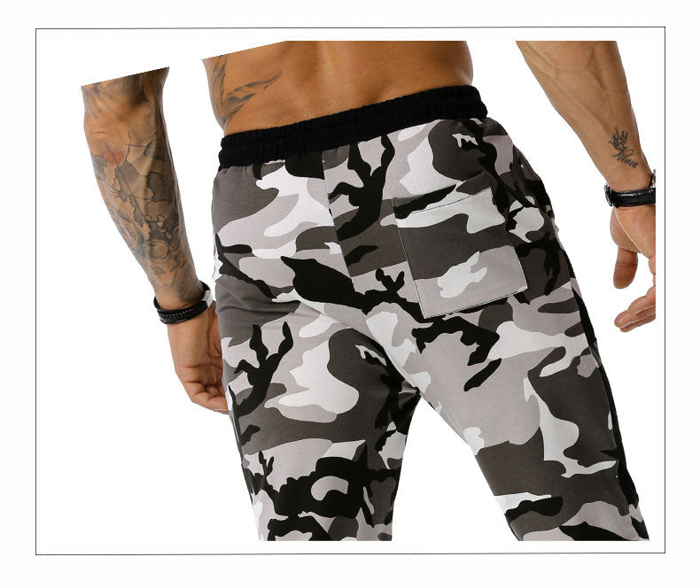 Men's Split Joint Camouflage Out Door Sports Workout Football Training Jogger Pants