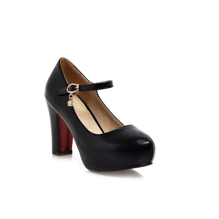 Women's Ankle Straps Platform High Heels Shoes 1458
