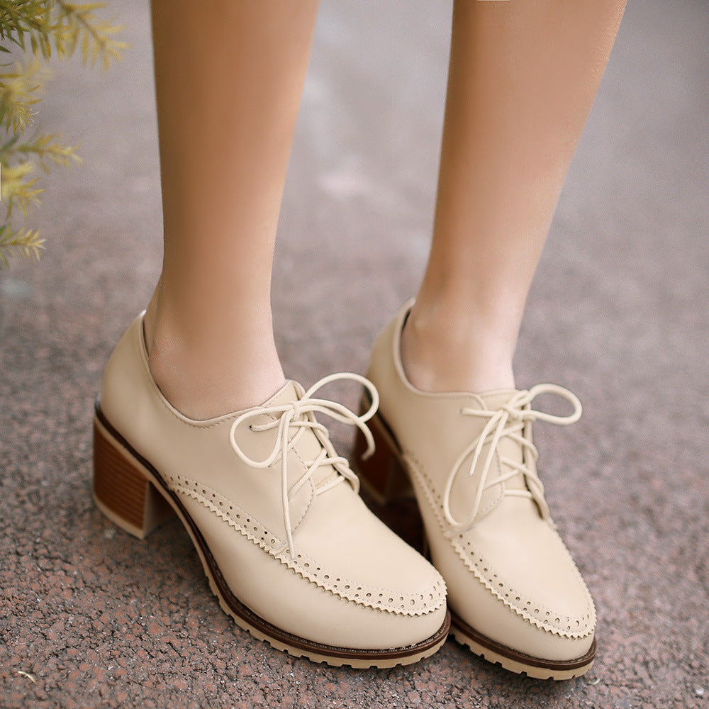 Cute Lace Up Chunky Heeled Oxford Shoes | Boardwalk Vintage