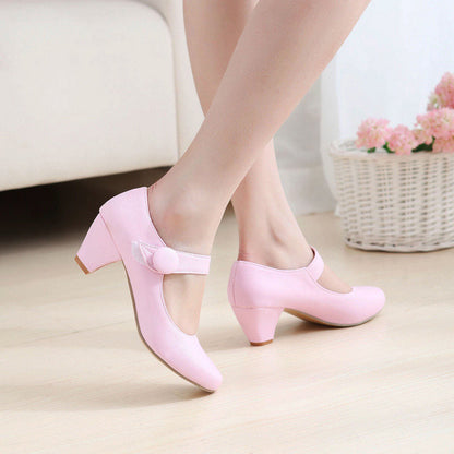 Women's Mary Jane Candy Color Block Heels Pumps