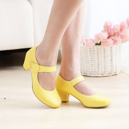 Women's Mary Jane Candy Color Block Heels Pumps