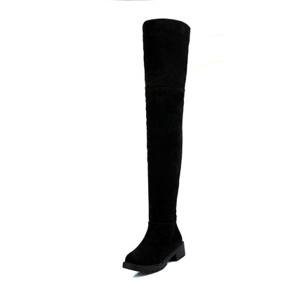 Women's Suede Low Heels Knee High Boots