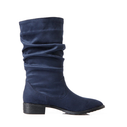 Women's Buckle Low Heel Mid Calf Boots