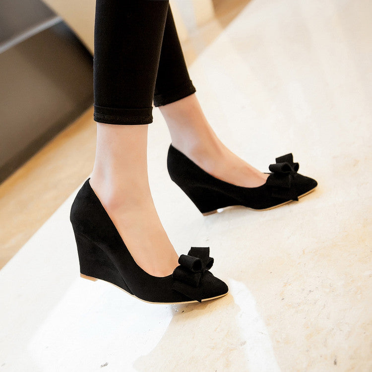 Women's Heels Bowtie Platform Wedges Shoes