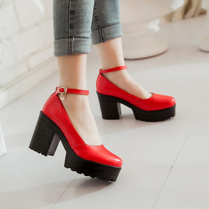 Women's Ankle Strap High Heels Platform Pumps