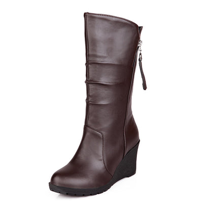 Women's Platform Wedges Heel Mid Calf Boots