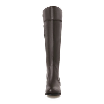 Women's Buckle High Heel Knee High Boots