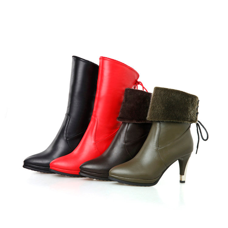 Women's Pointed Toe High Heels Short Boots
