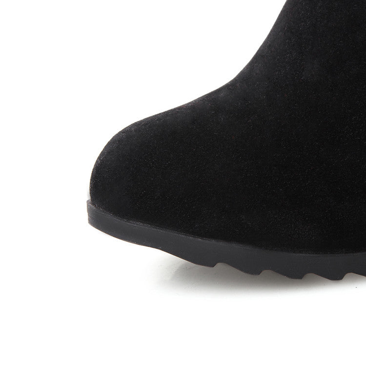 Womens' Fur Wedges Heels Knee High Snow Boots