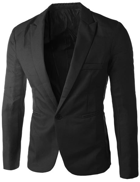 Men's Casual Tailored Collar Single Button Solid Color Blazer