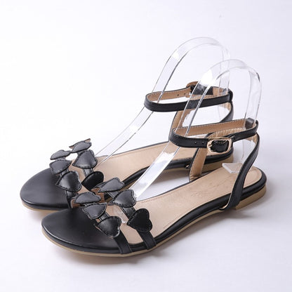 Women's Ankle Strap Loves Shaped Flats Sandals