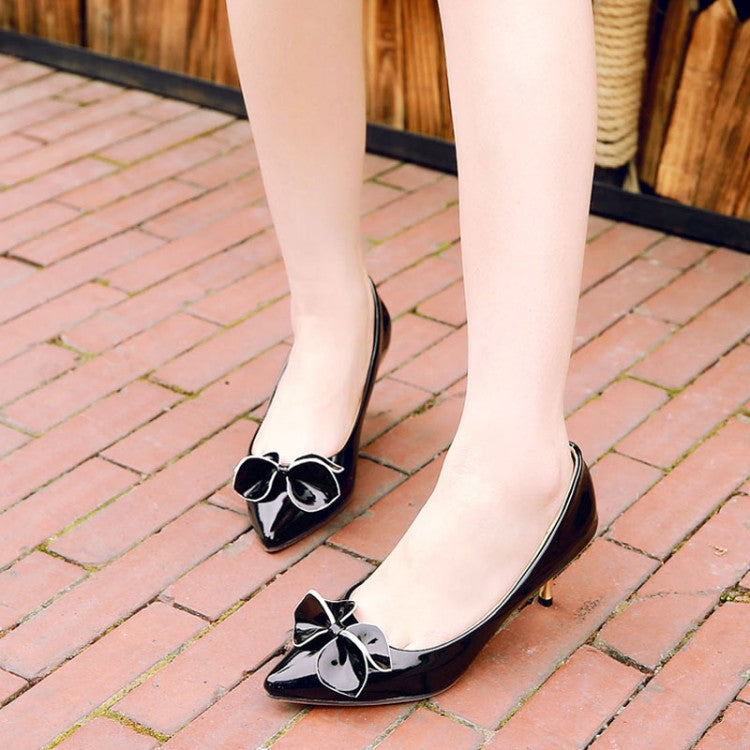 Women's Patent Leather Bowtie High Heel Stiletto Pumps