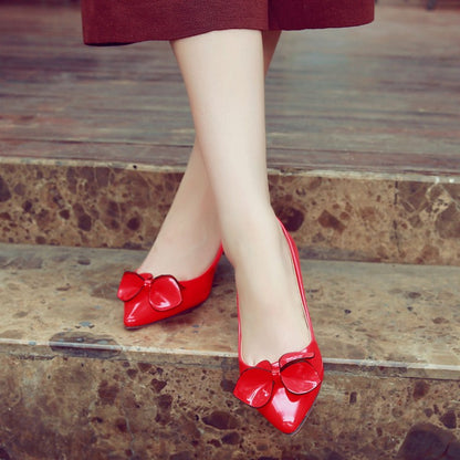 Women's Patent Leather Bowtie High Heel Stiletto Pumps