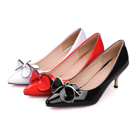 Women's Patent Leather Bowtie High Heel Stiletto Pumps