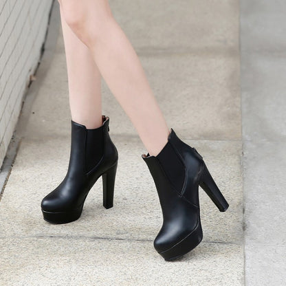 Women's High Heel Platform Short Boots