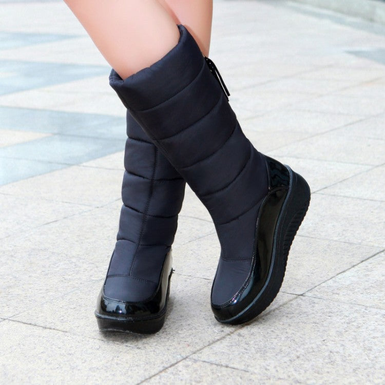Women's Tassel Wedge Heels Down Tall Boots for Winter