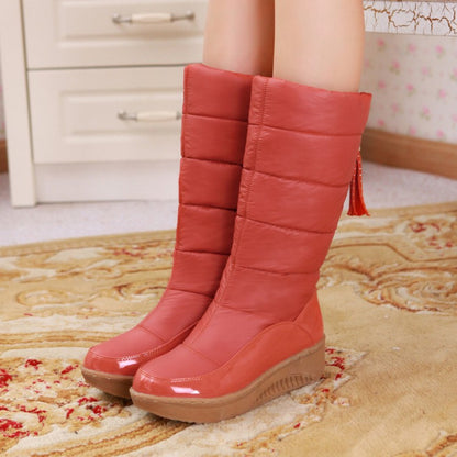 Women's Tassel Wedge Heels Down Tall Boots for Winter