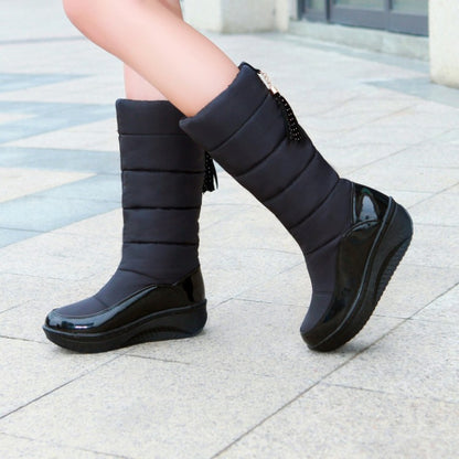 Women's Tassel Wedge Heels Down Tall Boots for Winter