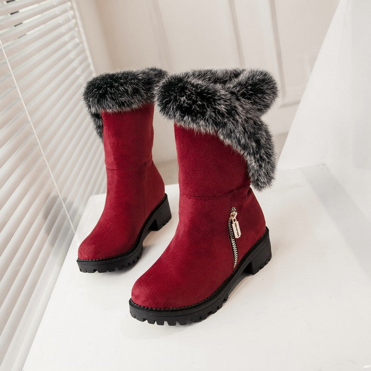 Women's Mid Heel Mid Calf Snow Boots