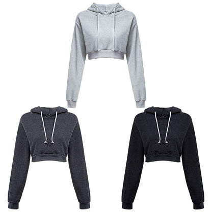 Casual Hooded Pure Color Hoodie for Women 2543