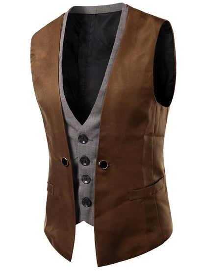 Plaid Insert Buckled Single Breasted Waistcoat 5383