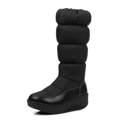 Women's Wedge Heels Winter Down Mid Calf Snow Boots