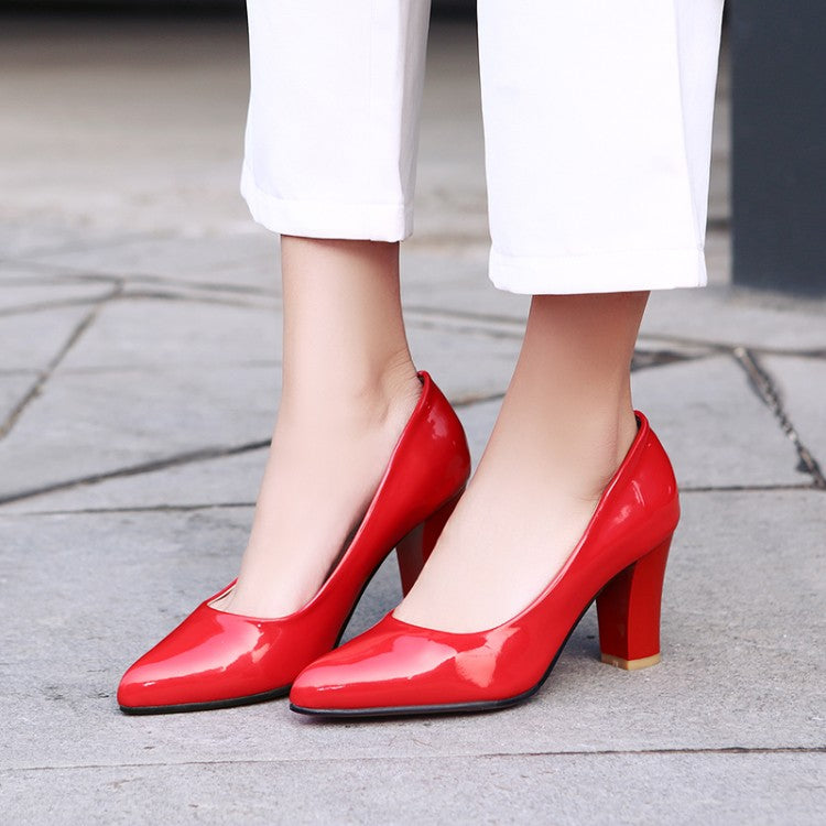 Women's Pointed Toe Block Heels Pumps