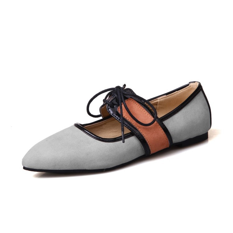 Women's Pointed Toe Color Block Flats Shoes