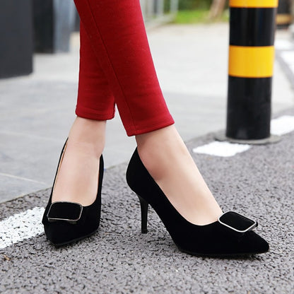 Women's Pointed Toe Velvet High Heels Stiletto Pumps