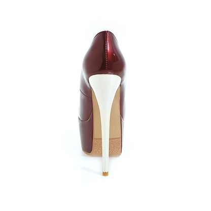 Women's  Glossy Almond Toe Stiletto Heel Platform Pumps