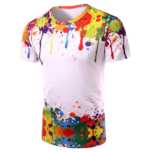 Men's 3D Splatter Paint Colorful Short Sleeves T-Shirt