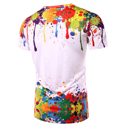 Men's 3D Splatter Paint Colorful Short Sleeves T-Shirt