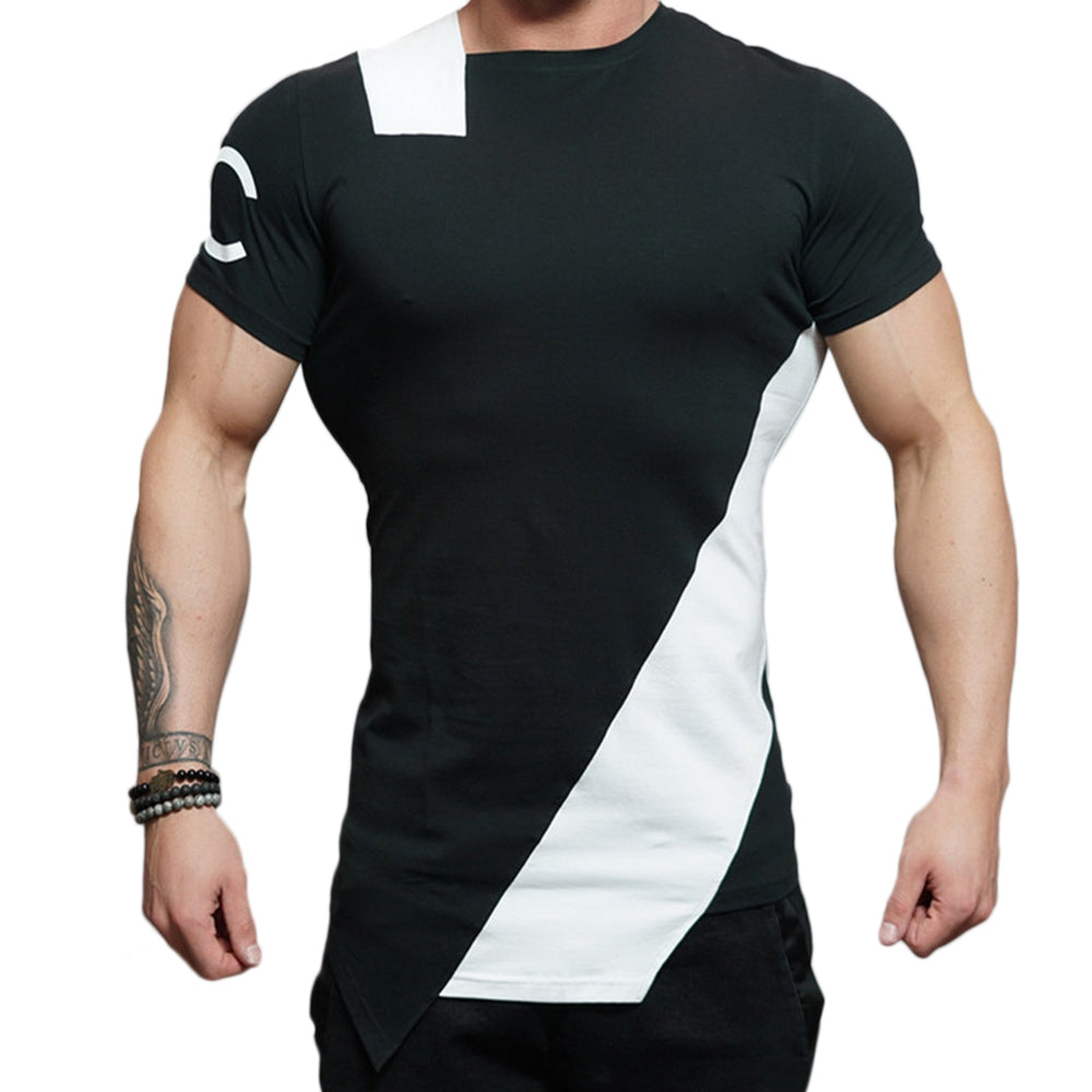 Asymmetric Color Block Short Sleeve Tee 8918