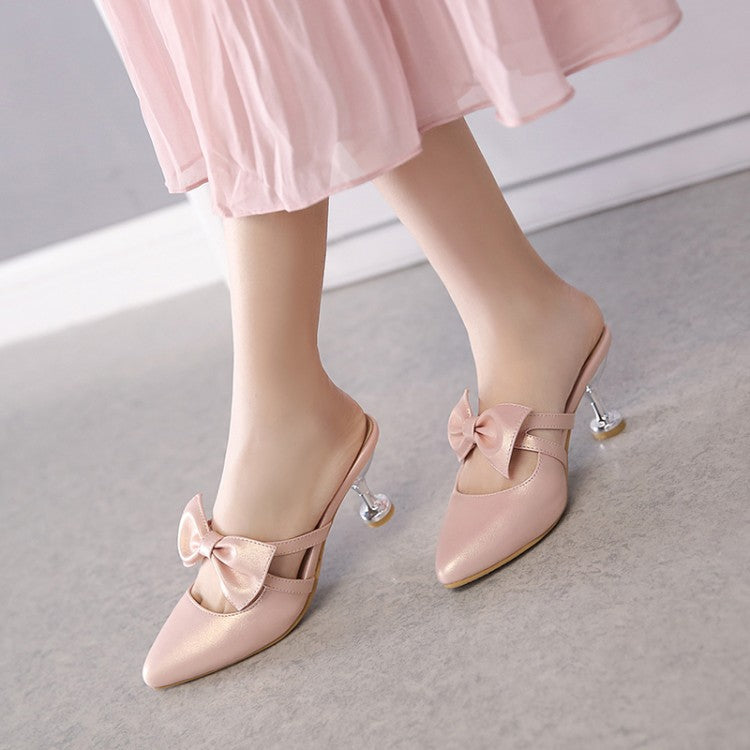 Women's's High Heels Glossy Butterfly Knot Spool Heel Stiletto Sandals