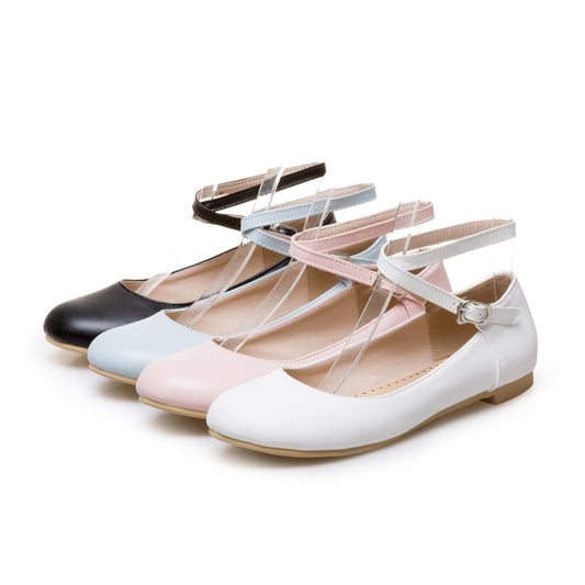 Women's Shallow Crossed Ankle Strap Flats Shoes