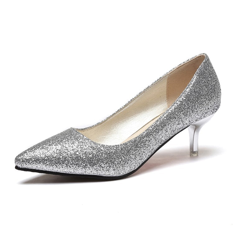 Women's Glitter High Heel Pumps Wedding Shoes