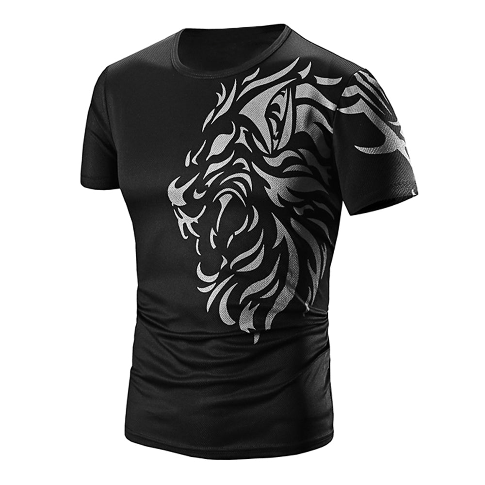 Round Neck Printed Short Sleeve T-Shirt For Men 5235