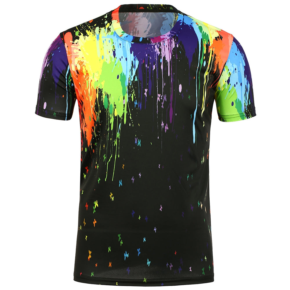 Paint Splatter Men Short Sleeve 3D Printing T-Shirt 1527 – meetfun