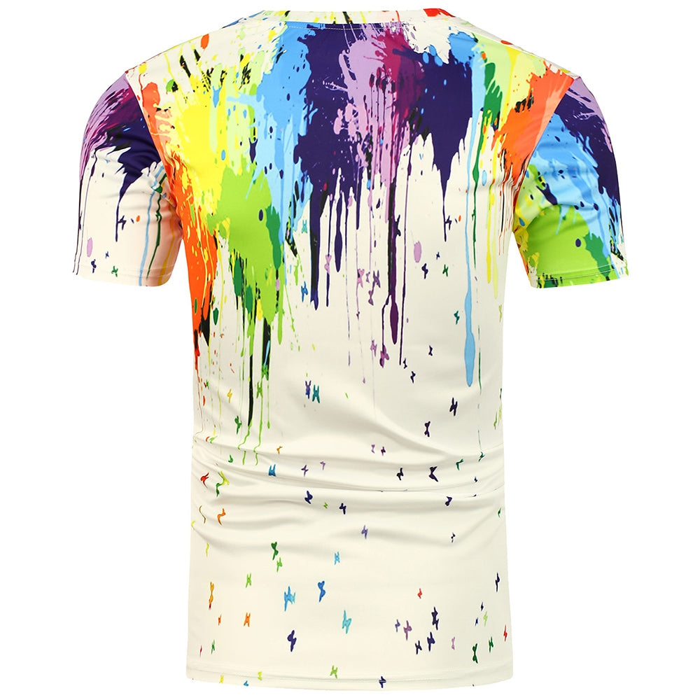 Paint Splatter Men Short Sleeve 3D Printing T-Shirt 1527 – meetfun