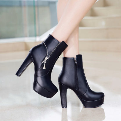 Women's Chunky High Heel Short Boots