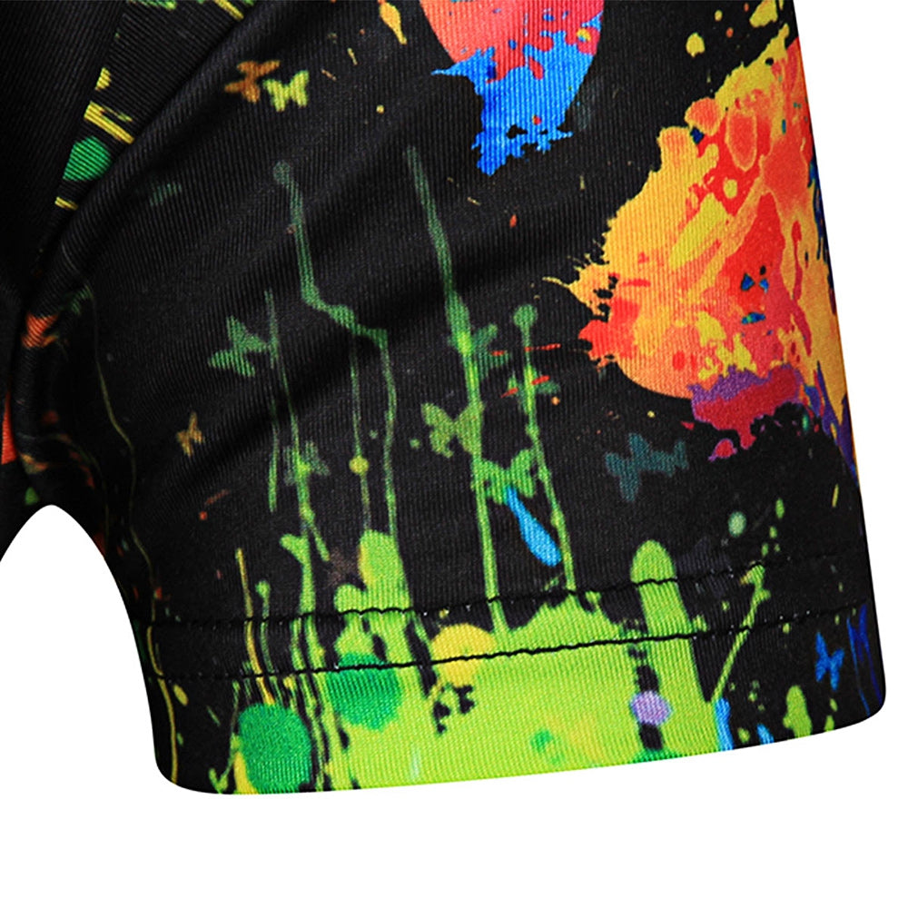 Men's Colorful Splatter Paint Round Neck Handprint Print T-Shirt